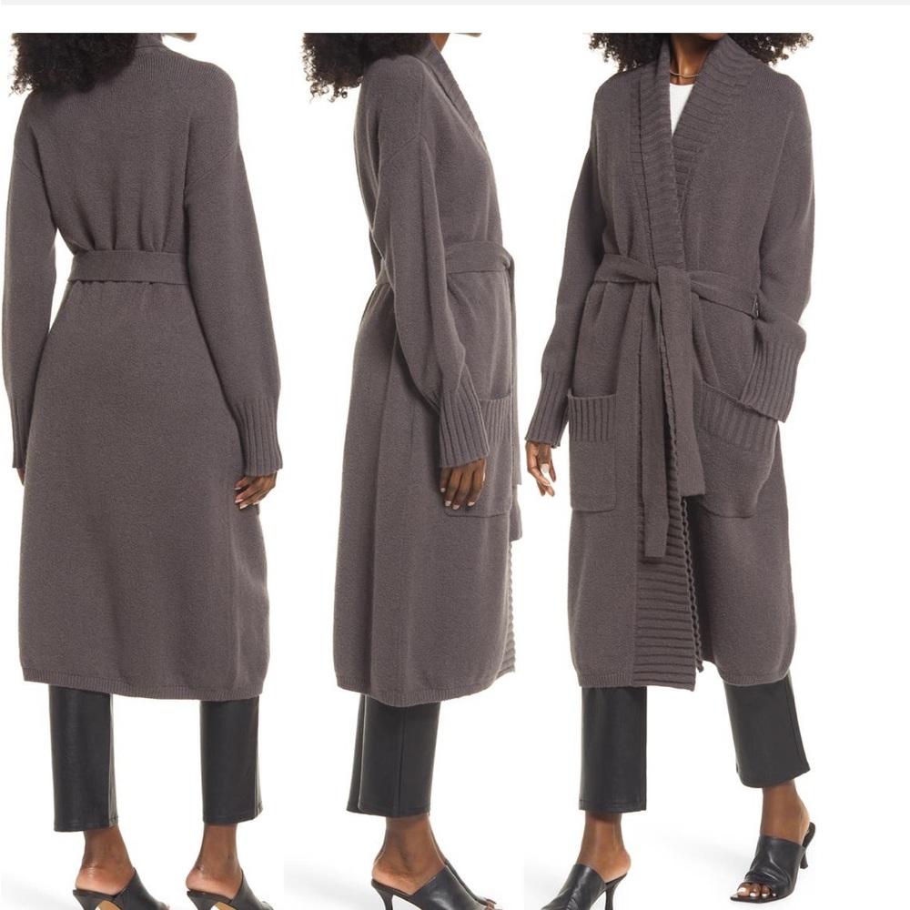 Open Edit Belted Long Cardigan